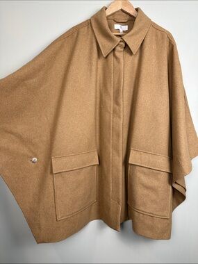 A MTL 1980 wool Blend zip up cape jacket poncho pockets minimalist plus size